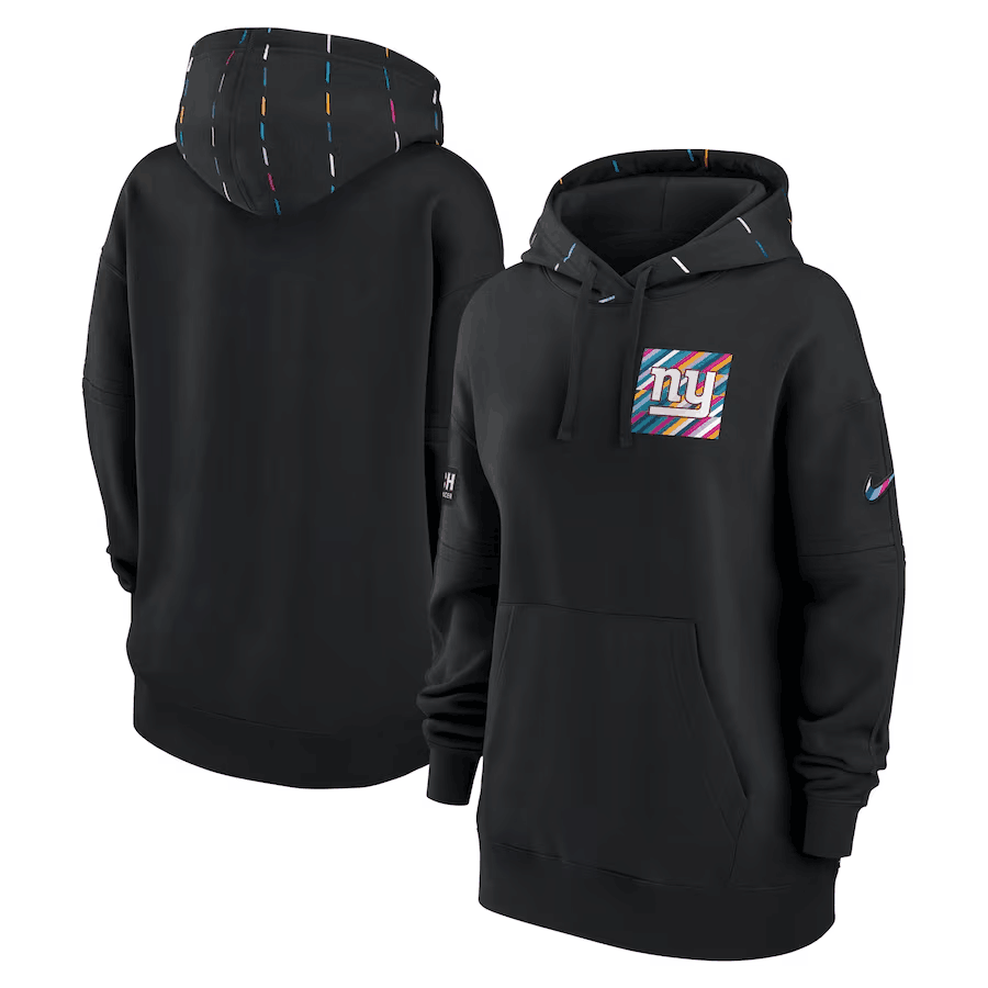 Women's New York Giants Black 2023 Crucial Catch Club Pullover Hoodie(Run Small)
